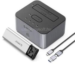 ORICO IT28E-C-EU M. 2 SSD/HDD dokkoló (M. 2 NVMe + 2, 5"/3, 5" HDD -> USB-A/C, Klón funkció, Max. : 10Gbps, szürke) (ORICO-IT28E-C-EU-GY-BP) (ORICO-IT28E-C-EU-GY-BP)