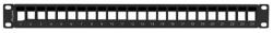 Lanberg PPKS-1024-B 19" 1U üres fekete patch panel 24 db Keystone jack fogadására, kábeltartóval (PPKS-1024-B)