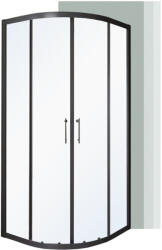 Leziter Spirit Clear 80x80 cm íves zuhanykabin zuhanytálca nélkül fekete (SC80SB) - butortrendelek