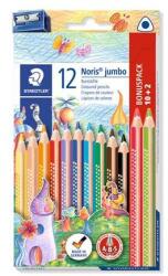 STAEDTLER Noris® Jumbo 128 Színes Ceruza Készlet - Háromszögletű, Vastag, Hegyezővel, 10+2 Szín (128 NC12P1)
