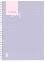 STREET Spirálfüzet Street Pad A/4 Kockás 100 Lapos Lila Pöttyös