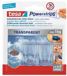 tesa Műanyag akasztó ragasztócsíkkal, TESA "Powerstrips®", átlátszó, 2db/cs (58813-00000-00/00000-20) - nyomtassingyen