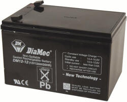 DIAMEC DM12-12 12V 12Ah zselés ólom akkumulátor gondozásmentes (DM12-12)