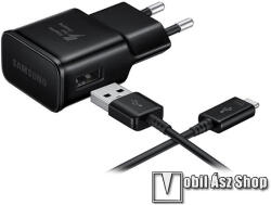 Samsung hálózati töltő USB aljzattal - 5V/3A, 15W, gyorstöltés támogatás + USB / microUSB adatátvitel és töltő kábellel - FEKETE - EP-TA200EBE_MICROUSB (EP-TA200EBE_MICROUSB)