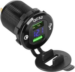 Peiying PY-CHR0004 Beépíthető DUAL USB gyorstöltő, feszültség kijelzéssel (PY-CHR0004)