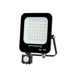 OPTONICA Mozgásérzékelős Led Reflektor - Ultra Slim, SMD, IP65, 30 Watt, Hideg Fehér, Fekete Ház