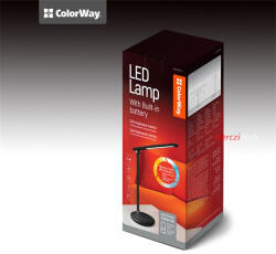 ColorWay Asztali LED lámpa beépített akkumlátor, dönthető, 3200-4300-6500k, 300 lm, fekete (CW-DL02B-B) (CW-DL02B-B) - berczitech