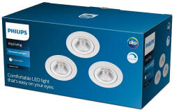 Philips 3PAK süllyesztett halogén LED lámpatest SPARKLE 5.5W 2700K fényerőszabályzó kerek fehér PHILIPS (8718699755980)