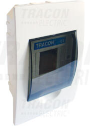 TRACON EDS-4/1 Süllyesztett elosztódoboz, füstszínű ajtóval, N/PE sínnel (EDS-4per1)