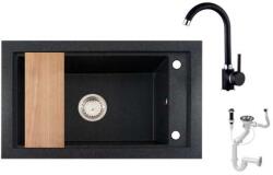 NERO Panama Nero Italia Gránit Mosogató - Fekete - 68, 6x42, 7 cm (P686427CF)
