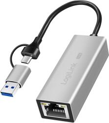 LogiLink USB-A/-C 2, 5G Ethernet hálózati adapter, szürke (UA0422) (UA0422)