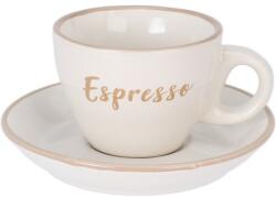 4home Espresso kőagyag csésze csészealjjal, 100 ml, krémszínű, krém