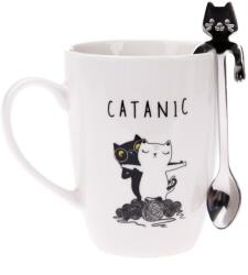 4home Catanic porcelán bögre fém kanállal, 320 ml