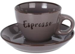 4home Espresso kőagyag csésze csészealjjal, 100 ml, sötétszürke, sötétszürke