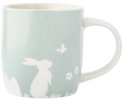 Altom Design Porcelán bögre Nyúl pillangóval, 360 ml, zöld, zöld