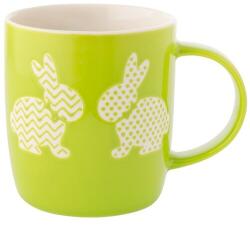 Altom Design Porcelán bögre Nyulak, 360 ml, zöld, zöld