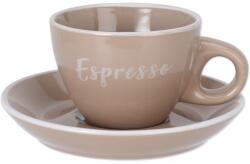 4home Espresso kőagyag csésze csészealjjal , 100 ml, mokka, világosbarna