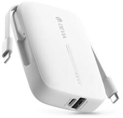 DEVIA ST387555 Kintone Series 10000mAh fehér USB+Type-C powerbank + Type-C/Lightning kábel (ST387555) - bestbyte