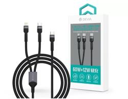 DEVIA ST111653 Extreme Speed Series 1, 2m 60W+12W Type-C/Type-C + Lightning fekete adat és töltőkábel (ST111653) - bestbyte