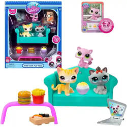 BANDAI Littlest Pet Shop LPS - Cicavacsora figurákkal (rövidszőrű cica (#166), kiscica (#167) és himalájai cica (#168)) (LPS00636)