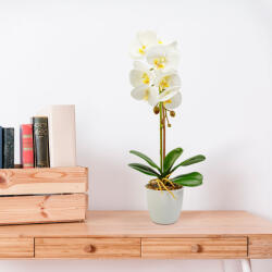 Family Műnövény dekoráció - orchidea - fehér - 48 cm (11901B)