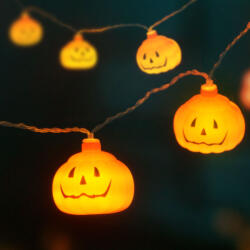 Family Halloween-i LED-es fényfüzér - tök - 12 LED - 2 x AA - 2 m (56528B)