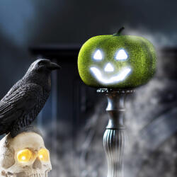 Family Halloween-i RGB LED dekor - habszivacs tök - zöld - 11 cm (58162E) - tipparuhaz