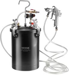 VEVOR Vas sub presiune VEVOR pentru vopsea spray, vas sub presiune de 15 l, presiune reglabila de 60 psi, vas sub presiune din otel Vas de vopsea cu pistol de pulverizare, furtunuri, manometru, pentru decor