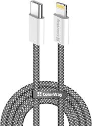 ColorWay Cablu Type-C CW-CBPDCL061-BK, Apple Lightning, bumbac împletit, PD 27W, 1M negru (CW-CBPDCL061-BK)