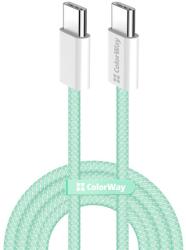 ColorWay Cablu Type-C CW-CBPDCC061-G, bumbac împletit, încărcare rapidă PD 60W, 3.0A 1M verde (CW-CBPDCC061-G)