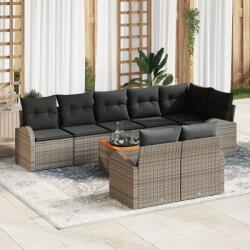 vidaXL Градински Софа Комплект 9 бр. Сив полиратан (3347594)