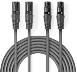 Nedis COTH15030GY15 félprofi XLR audió kábel, 2 x XLR 3p dugó - 2 x XLR 3p aljzat, 1.5m, rugalmas (COTH15030GY15)