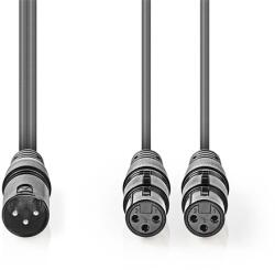 Nedis COTH15025GY15 félprofi XLR audió kábel, XLR 3p dugó - 2 x XLR 3p aljzat, 1.5m, rugalmas (COTH15025GY15)