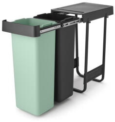 Brabantia Coș de colectare selectivă Sort&Go 1008863, 2x30 l, Montaj intern cu cadru telescopic, Gri/verde (1008863) Cos de gunoi