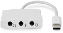 Nedis CCGB65900WT01, USB-C (USB C) dugó - 3x 3, 5 mm jack aljzat, fejhallgató/headset/mikrofon csatlakozási lehetőségek (CCGB65900WT01)