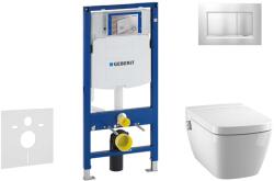 Geberit Duofix - Modul a falra szerelhető WC-hez nyomógombbal Sigma30, matt króm/króm + Tece One - zuhanyzós WC és ülőkéje, perem nélküli, SoftClose 111.300. 00.5 NT7 (111.300.00.5 NT7)