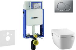 Geberit Kombifix - Modul a fali WC-hez nyomógombos Sigma01, matt króm + Tece One - zuhanyzós WC és ülőkéje, perem nélküli, SoftClose 110.302. 00.5 NT3 (110.302.00.5 NT3)