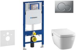 Geberit Duofix - Modul a fali WC-hez nyomógombos Sigma01, matt króm + Tece One - zuhanyzós WC és ülőkéje, perem nélküli, SoftClose 111.300. 00.5 NT3 (111.300.00.5 NT3)