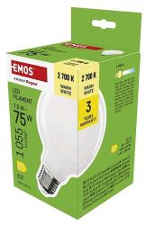 EMOS LED izzó Filament G95 / E27 / 7, 8 W (75 W) / 1055 lm / Meleg fehér (ZF2D52)