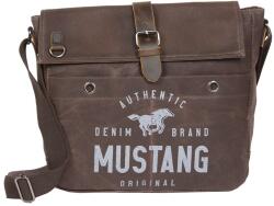 MUSTANG Houston valódi bőrrel kombinált közepes barna fedeles válltáska 45.108301