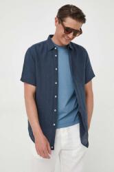 Benetton len ing galléros, sötétkék, regular - sötétkék M - answear - 16 990 Ft