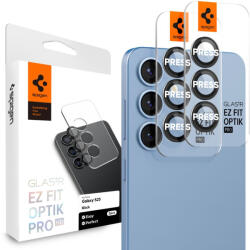  Samsung Galaxy S25 Plus SM-S936, Kamera lencsevédő fólia, ütésálló fólia, Tempered Glass (edzett üveg), Spigen Glastr Ez Fit Optik Pro HD, fekete, 2 db / csomag