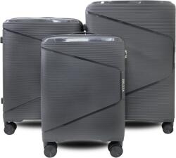  Zellia Polipropilén Bőrönd Ppb088 - Sötét Szürke Szett (PPB088 - Sötét Szürke Szett)