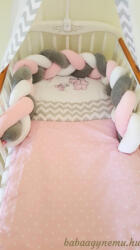 SZEKO Stúdió fonott fejvédő -rózsaszín-fehér-szürke