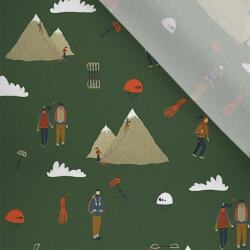 Takoy Funkcionális jersey anyag pólóra 210g hegymászók sötétzöld alapon - nagyított minta