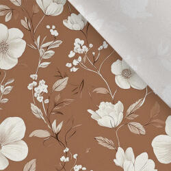 Takoy Prémium pamut NELA fehér virágok Via Mocha Mousse alapon