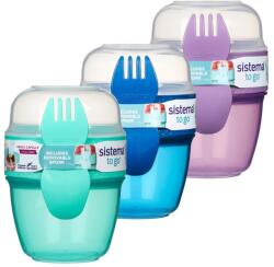 Sistema Sistema® To Go Snack Capsule Uzsonnás Doboz 2 Különálló Rekesszel És Villával 515 Ml, Vegyes Színek