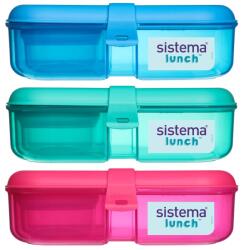 Sistema Sistema® Lunch Ételtároló Doboz Három Rekeszes Joghurt Tartóval 1, 1 L, Vegyes Színek