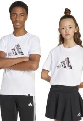 Adidas gyerek pamut póló fehér, nyomott mintás, JI6672 - fehér 176