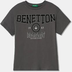 Benetton gyerek pamut póló szürke, nyomott mintás, 3I1XC10N3 - szürke 122